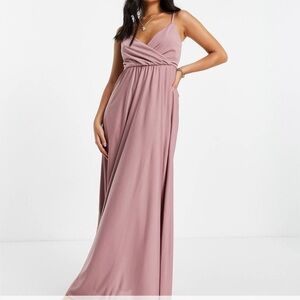 ASOS DESIGN NWT Rose Plunge Cami Tie Back Maxi Dress Size 8